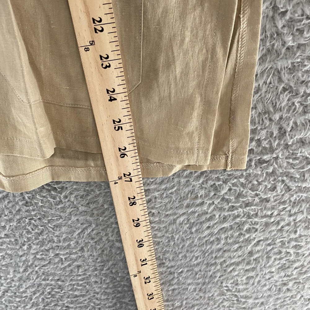 The J Peterman Company Linen‎ Tunic Top Womens Large Beige Button Front Utility - Picture 9 of 14